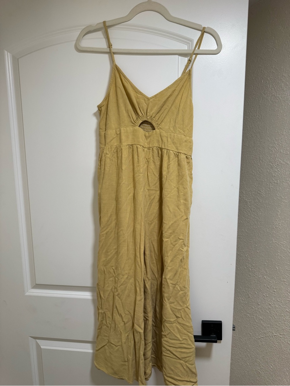 Amazon Mustard Yellow Strapless Maxi Jumpsuit with Front Keyhole